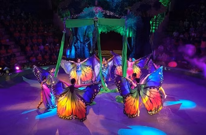 Một phân cảnh trong chương trình xiếc “Thế giới hoạt hình trong khu rừng thần tiên” (Ảnh: Liên đoàn Xiếc Việt Nam)