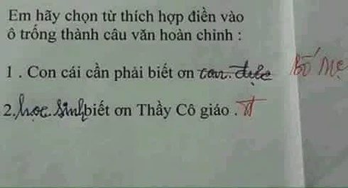 Đáp án này chắc hẳn làm cô giáo cũng phải bật cười.