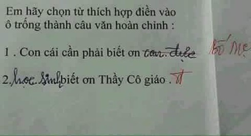Đáp án này chắc hẳn làm cô giáo cũng phải bật cười.