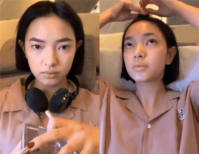 Đủ cung bậc nhan sắc khi mỹ nhân Việt để mặt mộc đi máy bay - Hình 6 Du cung bac nhan sac khi my nhan Viet de mat moc di may bay-Hinh-6