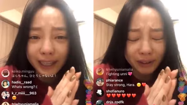 Goo Hara livestream khóc lóc đau khổ.