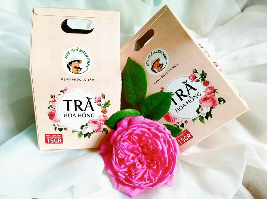 Sản phẩm trà hoa hồng của HTX trà hoa hồng Hạnh phúc. Sản phẩm trà hoa hồng của HTX trà hoa hồng Hạnh phúc.