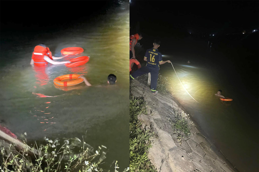 Lực lượng chức năng tìm kiếm Sửu. (Ảnh: PCCC&amp;CNCH Công an tỉnh Nghệ An)