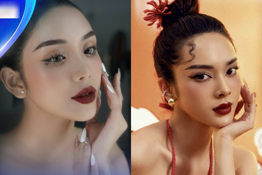 Thí sinh Đặng Thị Phương Uyên (trái) sở hữu gương mặt hài hòa, thanh tú. Góc chụp và makeup khá giống diễn viên Quỳnh Lương. Thí sinh Đặng Thị Phương Uyên (trái) sở hữu gương mặt hài hòa, thanh tú. Góc chụp và makeup khá giống diễn viên Quỳnh Lương.