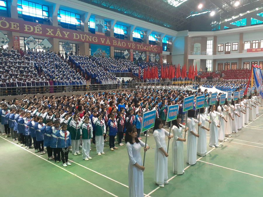 29 đoàn thể thao thực hiện nghi thức chào cờ