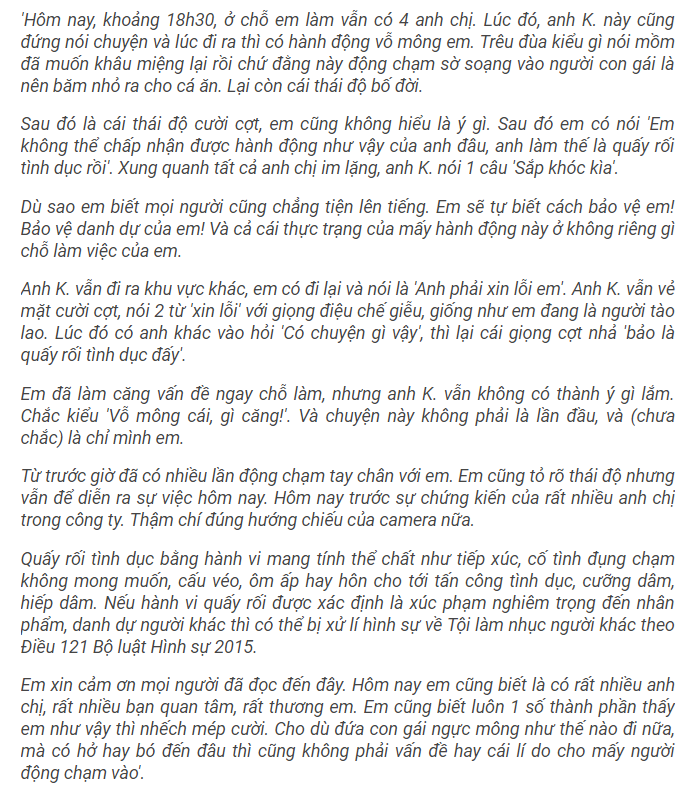 Co gai len mang keu cuu vi bi dong nghiep quay roi noi cong so