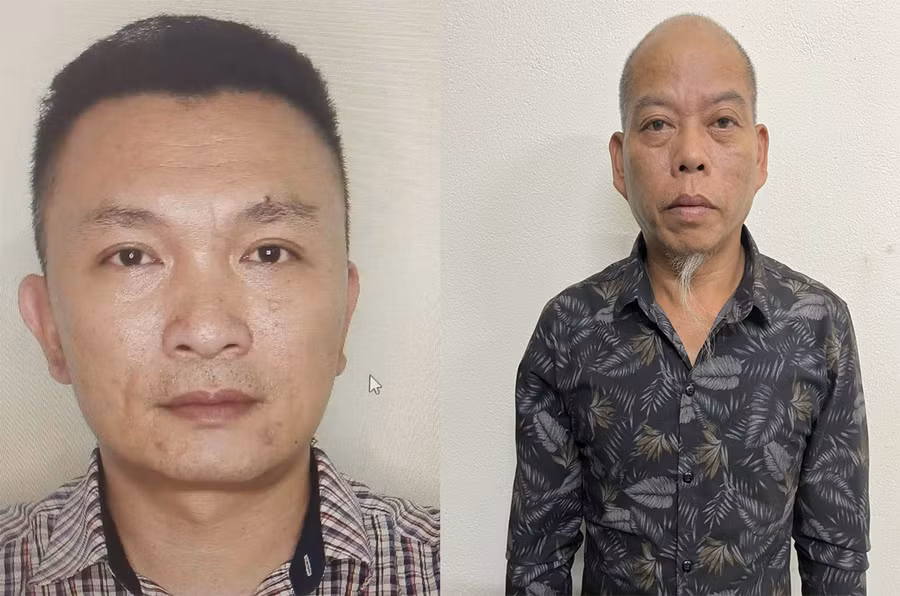 Tô Đức Dũng (trái); Đặng Văn Suý (phải) tại cơ quan công an. (Ảnh: CATH).