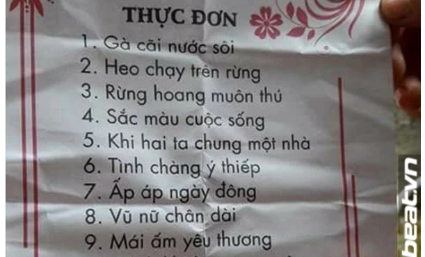 Đố nhịn được cười trước tờ thực đơn có một không hai này