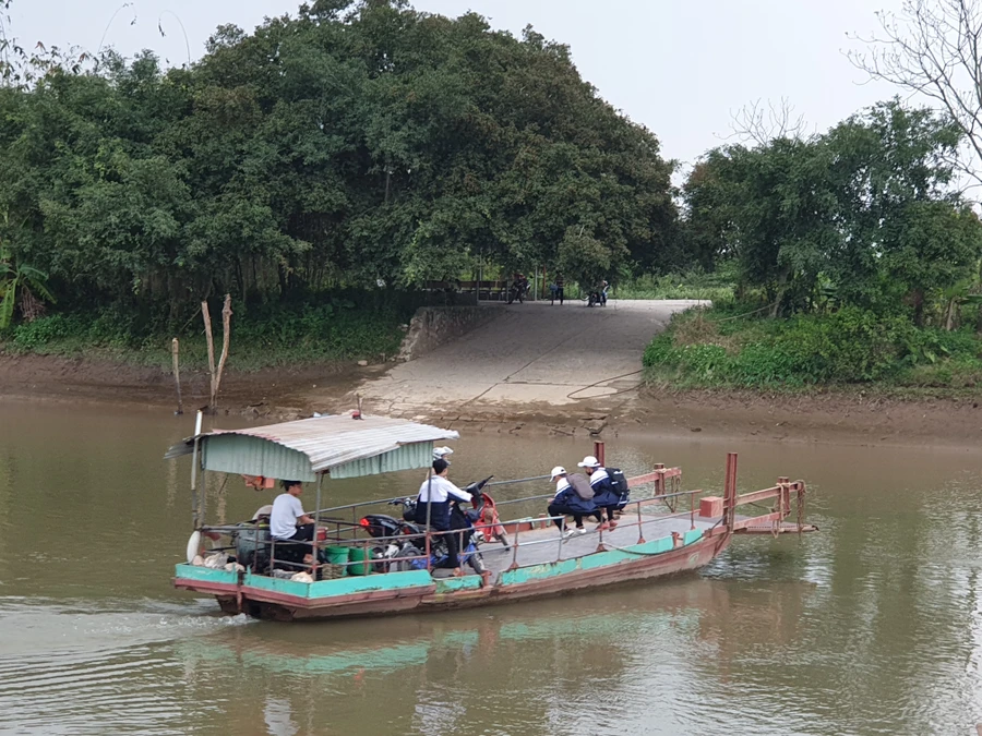 Bất kể ngày nắng hay mưa, anh Trọng đều cần mẫn với chiếc đò Ảnh: T.G