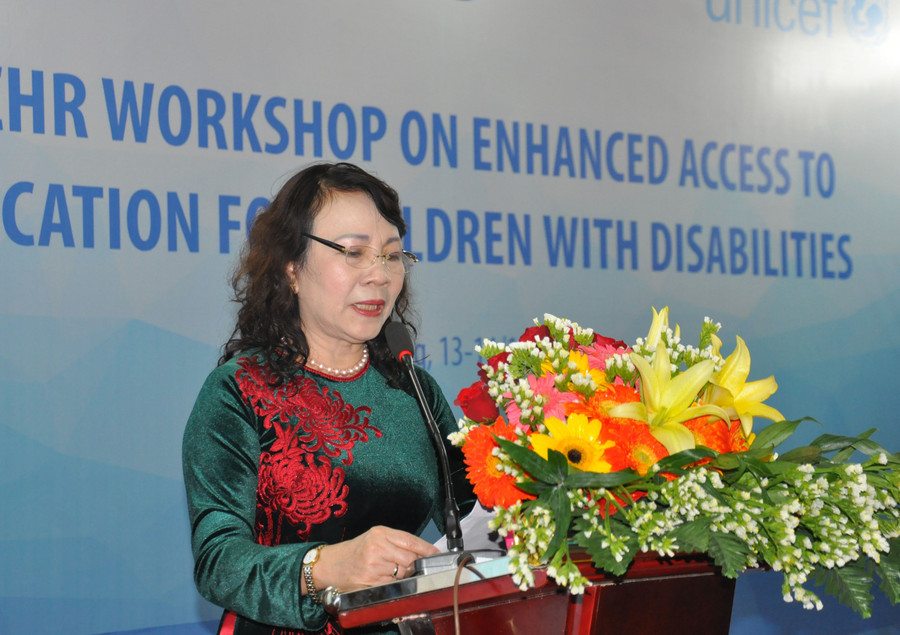 TS, Nguyễn Thị Nghĩa - Thứ trưởng Bộ GD&ĐT phát biểu tại Hội thảo.