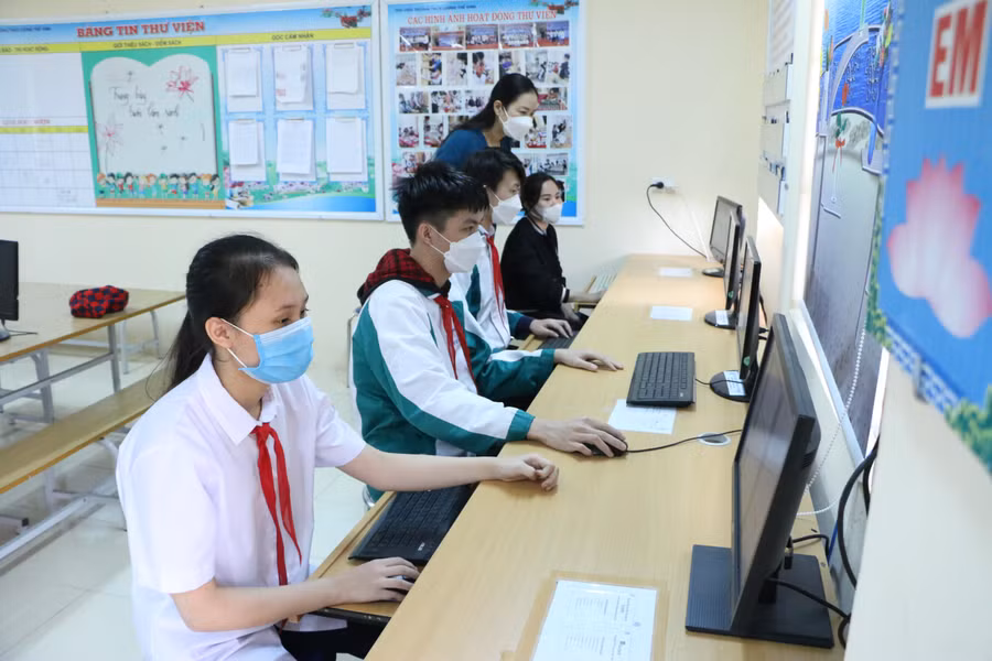 Thư viện ứng dụng công nghệ thông tin được triển khai tại Trường THCS Lương Thế Vinh, thị trấn Phùng.