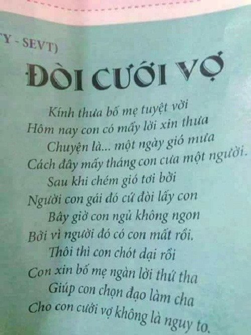 Khi con trai đòi cưới vợ. Khi con trai đòi cưới vợ.