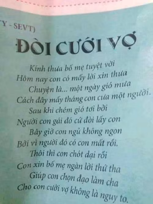 Khi con trai đòi cưới vợ.