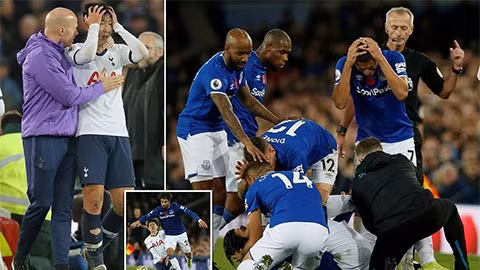 Sự cố khiến Son Heung Min nhận thẻ đỏ trong trận Tottenham hòa Everton.