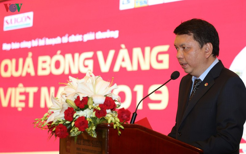 Tổng Thư ký Liên đoàn bóng đá Việt Nam (VFF), ông Lê Hoài Anh phát biểu tại hội.