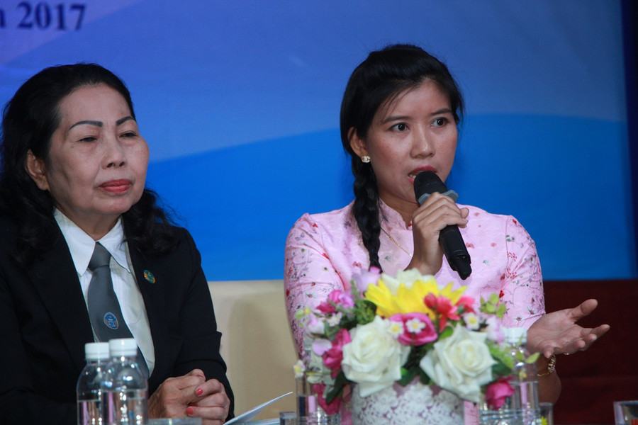 Cô Nguyễn Như Ngọc-nguyên giáo viên mầm non Tân Phú chia sẻ tại buổi tọa đàm