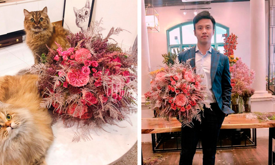 Hình ảnh bó hoa được nữ ca sĩ Bích Phương đăng tải trên trang cá nhân với caption: "May có 2 em mỗi lúc cảm thấy cuộc đời xuống dốc không phanh lại nhờ 2 em phanh lại được chút chút. Yêu 2 em”. Và thật trùng hợp, bó hoa mà Shark Khoa tự tay bó tặng trùng hợp với bó hoa ca sĩ Bích Phương đăng trước đó.