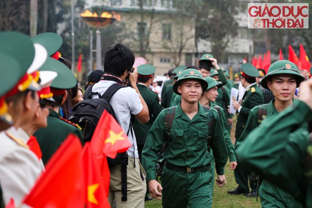 Các tân binh tại quận Cầu Giấy đã sẵn sàng lên đường nhập ngũ, thực hiện nghĩa vụ quân sự năm 2019