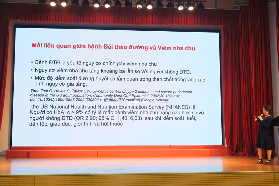 PGS.TS.BS. Nguyễn Thị Bích Đào và phần tham luận tại hội thảo.