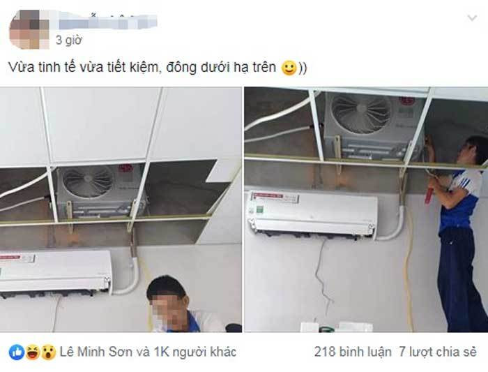 Kiểu lắp điều hòa "đông dưới hạ trên" gây tranh cãi trên mạng xã hội. Tranh cãi kiểu lắp điều hòa