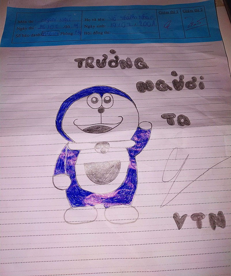 “Cười chảy nước mắt” siêu phẩm hội hoạ trên giấy nháp của sĩ tử ảnh 3 “Cười chảy nước mắt” siêu phẩm hội hoạ trên giấy nháp của sĩ tử ảnh 3