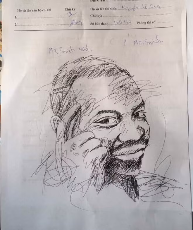 “Cười chảy nước mắt” siêu phẩm hội hoạ trên giấy nháp của sĩ tử ảnh 1