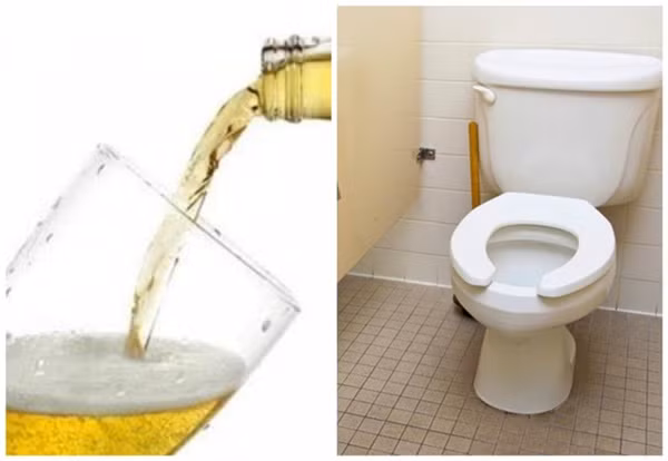 Đổ bia vào nhà vệ sinh làm sạch