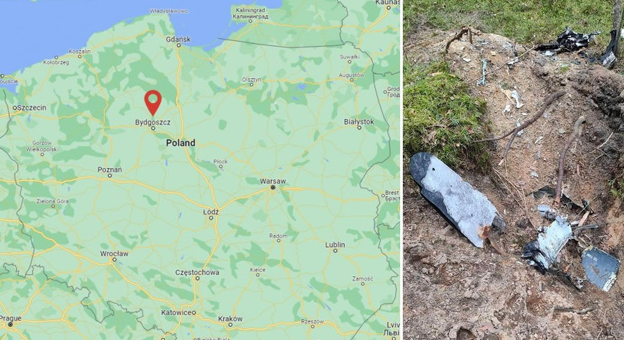 Mảnh vỡ của tên lửa Kh-55 Nga được tìm thấy gần Bydgoszcz, Ba Lan Mảnh vỡ của tên lửa Kh-55 Nga được tìm thấy gần Bydgoszcz, Ba Lan