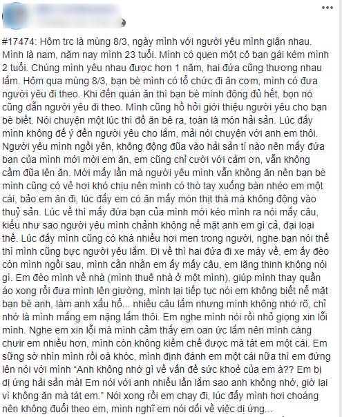 Lời tâm sự của chàng trai.