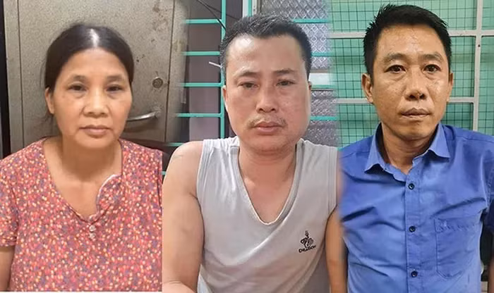 Các đối tượng tại cơ quan công an.