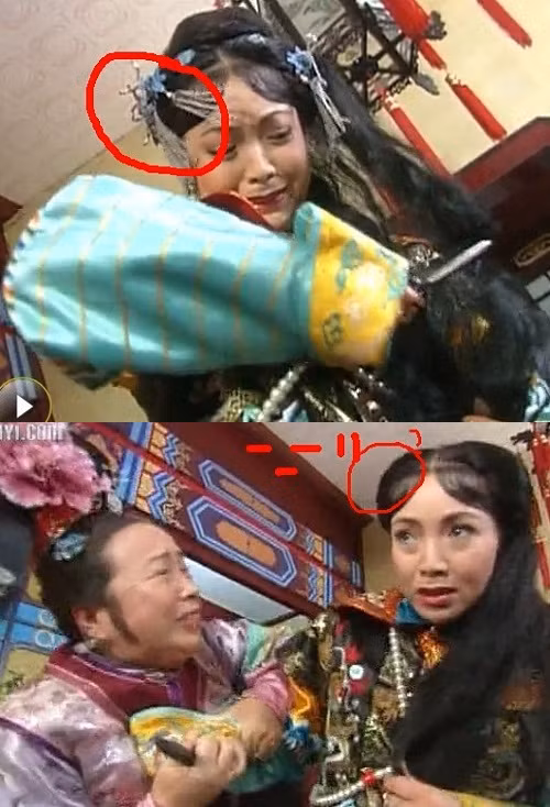 Có lẽ do cơn thịnh nộ bộc phát quá dữ dội nên chỉ trong giây phút, toàn bộ đồ trang sức và kiểu tóc thời thượng của hoàng hậu đã rơi rụng mất.