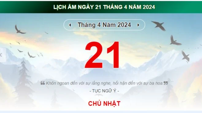 Lịch âm hôm nay - Xem lịch âm ngày 21/4