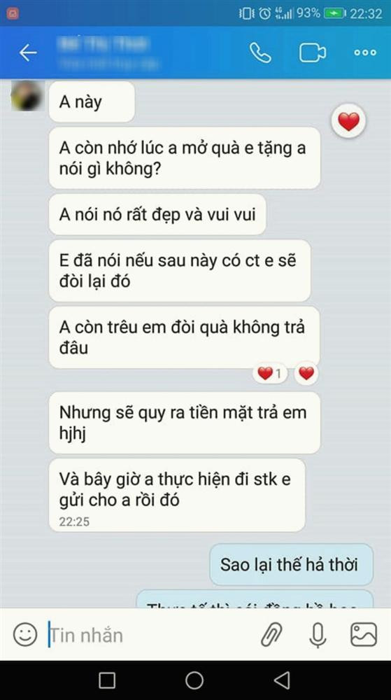 Thiếu tiền lấy chồng, cô nàng bất chấp nhắn tin khó ngờ cho người yêu cũ ảnh 2 Thiếu tiền lấy chồng, cô nàng bất chấp nhắn tin đòi quà người yêu cũ-2