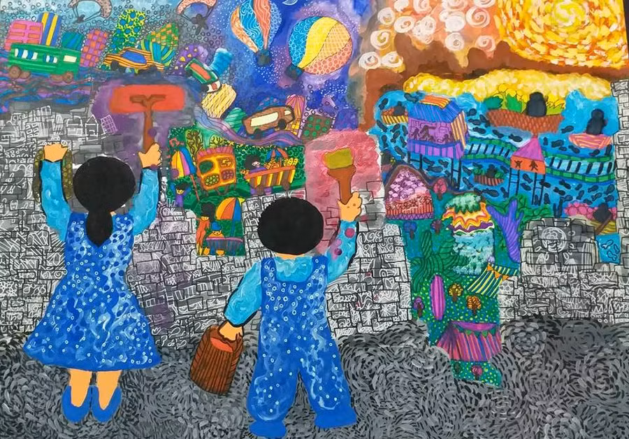 Bức tranh đoạt giải Nhất của học sinh Võ Đặng Thúy An
