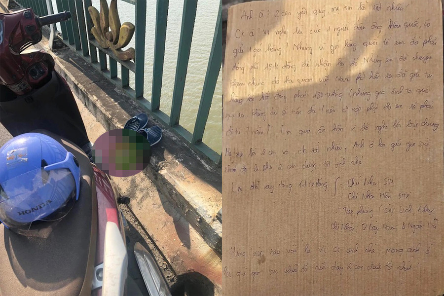 Chị T.T.Q.A. để lại xe máy và tâm thư trên cầu Bến Thủy 2. (Ảnh: Internet) Chị T.T.Q.A. để lại xe máy và tâm thư trên cầu Bến Thủy 2. (Ảnh: Internet)