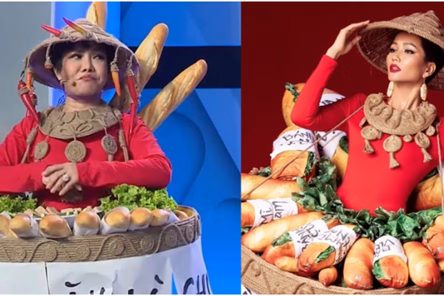 Việt Hương hiện trang phục bánh mì, hóa “H’Hen Niê phiên bản lỗi” nhí nhảnh trên truyền hình