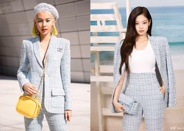 Phí Phương Anh nổi tiếng là gương mặt cá tính, co gu thời trang vô cùng ổn định. Vì vậy, trong lần đụng bộ suit xanh mướt mắt của Chanel, đại diện Việt Nam không hề thua kém. Cách nhấn nhá thông minh từ phụ kiện, cách trang điểm, làm tóc đã giúp Phí Phương Anh thú vị và thời trang hơn so với Jennie đẹp mà quá an toàn.