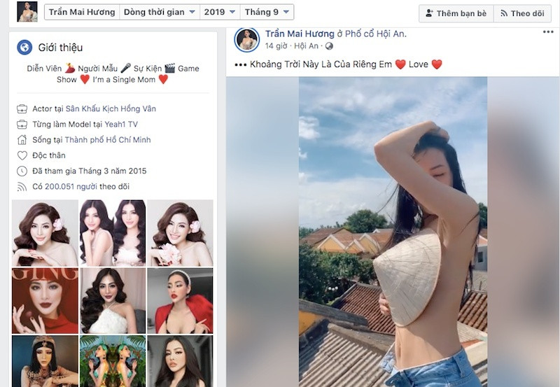 Trần Mai Hương giới thiệu mình là người mẫu, diễn viên sân khấu kịch Hồng Vân. Trần Mai Hương giới thiệu mình là người mẫu, diễn viên sân khấu kịch Hồng Vân.