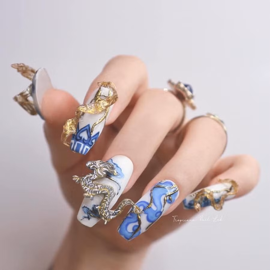 Bộ nail sương sương để sắp lễ cúng ông Công ông Táo