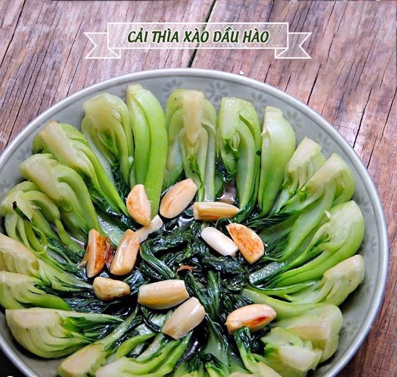 cải thìa xào dầu hào