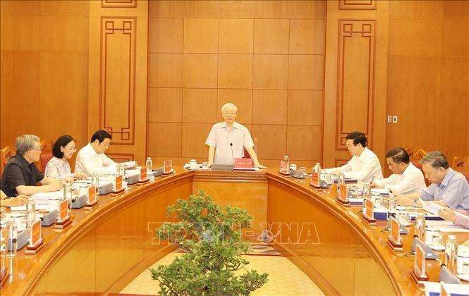 Tổng Bí thư Nguyễn Phú Trọng phát biểu chỉ đạo cuộc họp. Ảnh: Trí Dũng/TTXVN Tổng Bí thư Nguyễn Phú Trọng phát biểu chỉ đạo cuộc họp. Ảnh: Trí Dũng/TTXVN