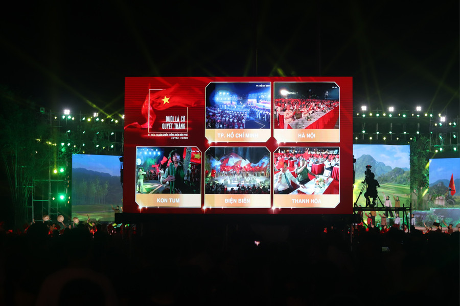 Ngoài điểm cầu chính ở tỉnh Điện Biên, chương trình còn có 4 điểm cầu khác trải dọc cả nước, gồm: Hà Nội, Thanh Hóa, TP HCM, Kon Tum. Ngoài điểm cầu chính ở tỉnh Điện Biên, chương trình còn có 4 điểm cầu khác trải dọc cả nước, gồm: Hà Nội, Thanh Hóa, TP HCM, Kon Tum.