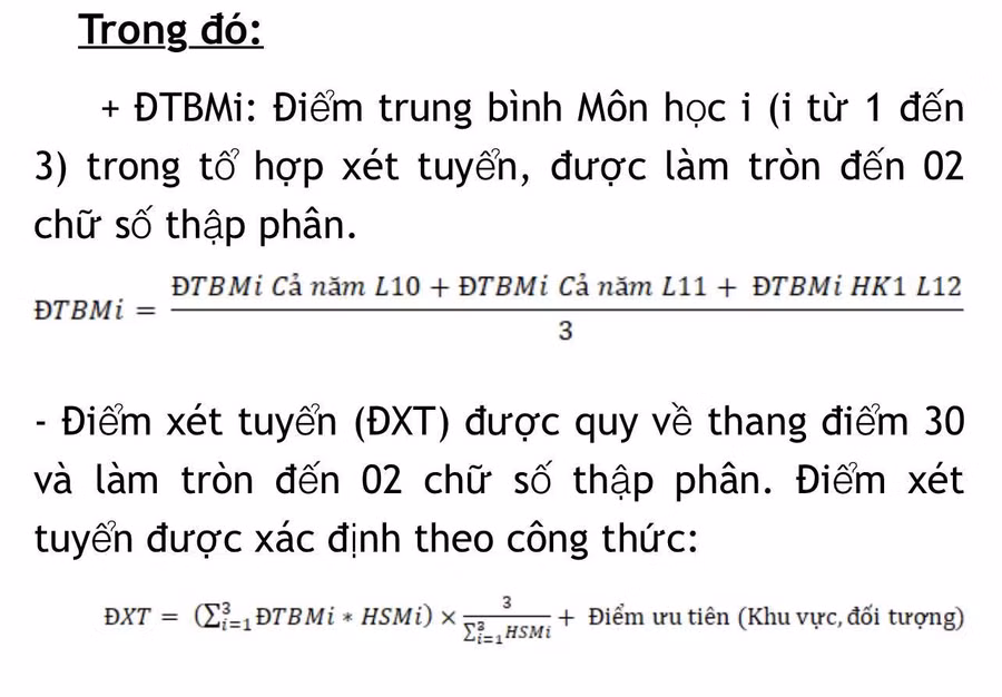 Cách tính điểm xét tuyển phương thức 4,5,6