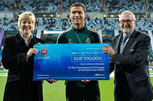 18 câu chuyện tuyệt vời khiến bạn phải thay đổi suy nghĩ về Cristiano Ronaldo ảnh 4 Ronaldo dùng tiền thưởng làm từ thiện.