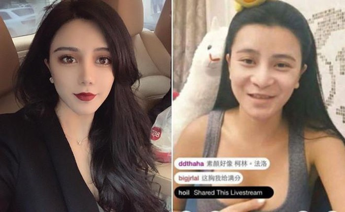 Mặt mộc khác xa ảnh trên mạng của hot girl Trung Quốc.