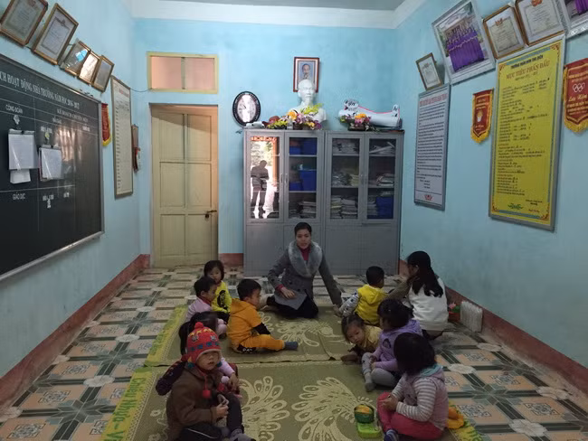 Phòng làm việc của hiệu trưởng trường mầm non Thọ Diên được sử dụng làm phòng học