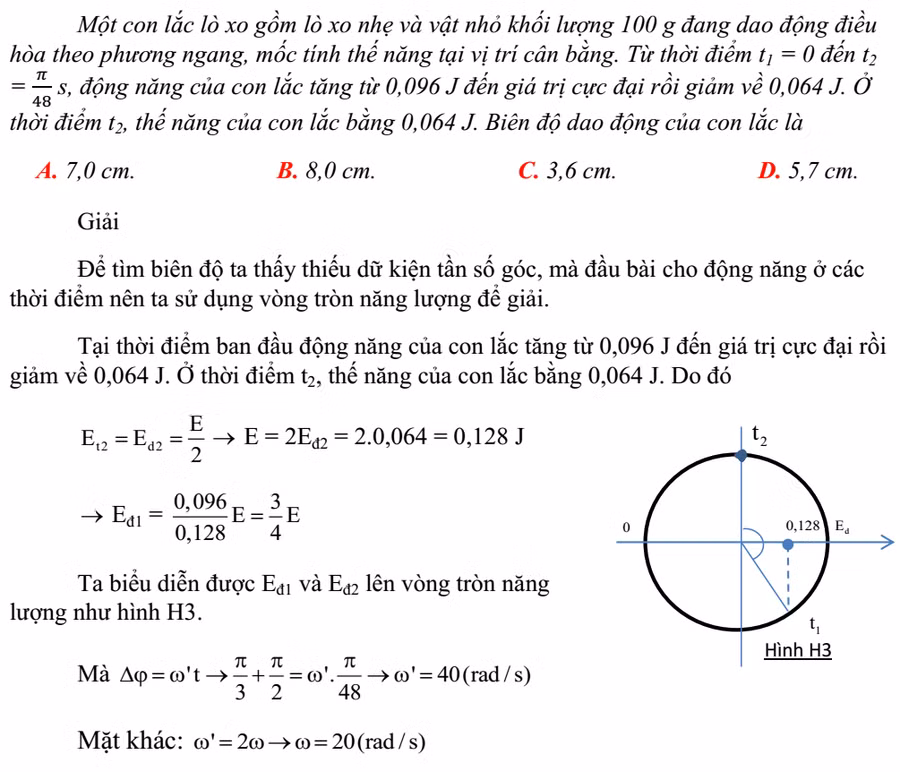 Sử dụng “đường tròn năng lượng” xử lý bài toán dao động điều hòa ảnh 3