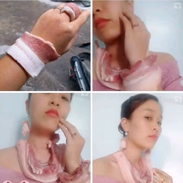 Giá trị của miếng thịt lợn thời tăng giá còn được dân mạng ví von như những món trang sức có giá trị.
