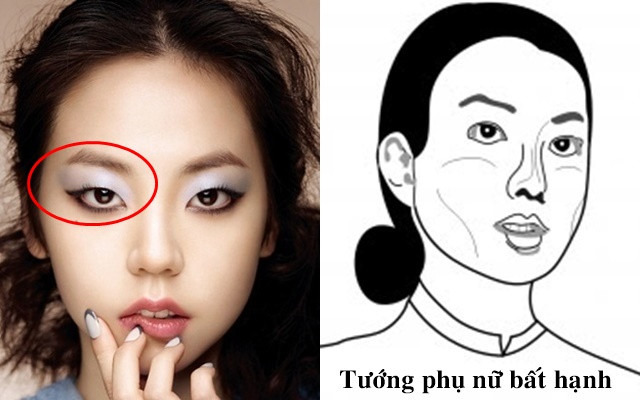 Tướng phụ nữ nghèo khổ chân mày thấp
