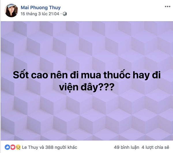 Noo Phước Thịnh công khai “thả thính", Mai Phương Thúy phản ứng bất ngờ ảnh 3 Mai Phương Thúy than thở bị ốm sốt mấy ngày nay.